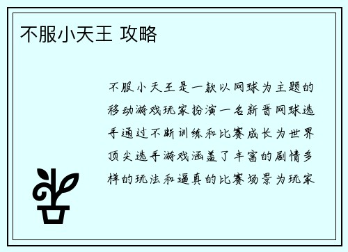 不服小天王 攻略